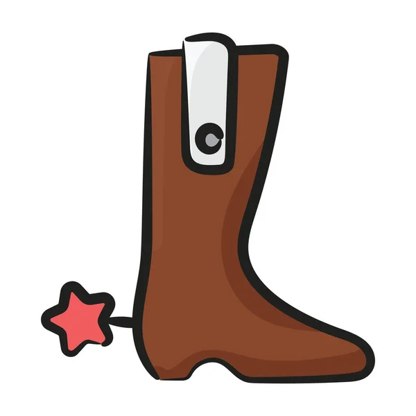 Calzado Tobillo Con Estrella Garabato Icono Los Zapatos Cazaimprimir — Vector de stock