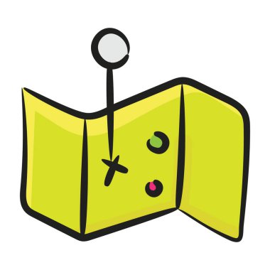 Harita navigasyonunun karalama vektörü, üç katlı harita simgesi