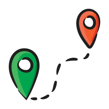 Harita iğnesi, rota vektörü ile bağlanacak olan Ene 