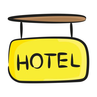 Asılı pankart, otel afişinin karalama simgesi