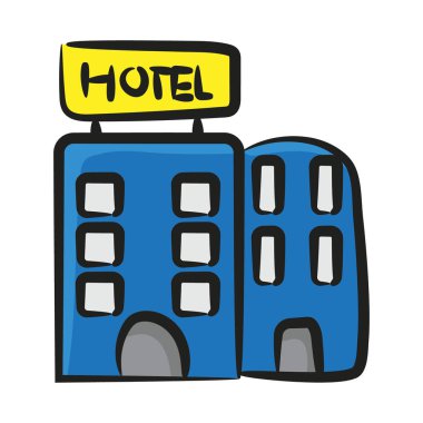 Modern karalama tarzında bir otel binası. 