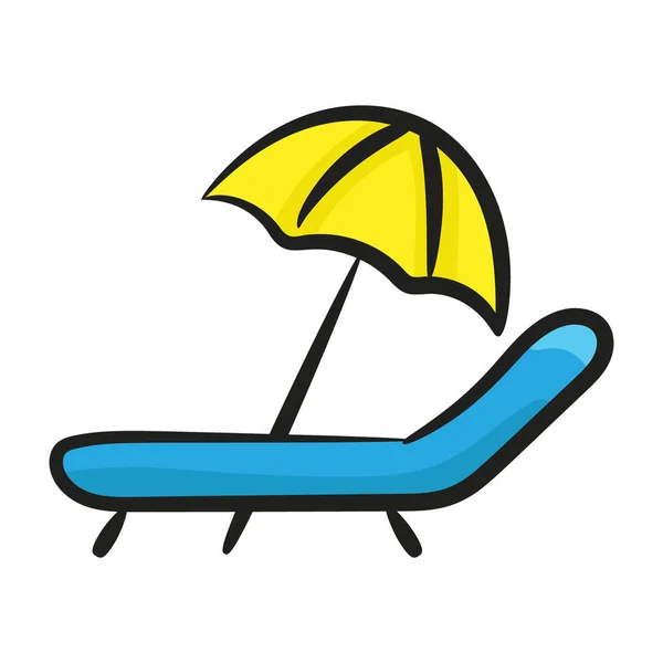 Deck Chair Umbrella Showing Concept Sunbed Icon — Stock Vector