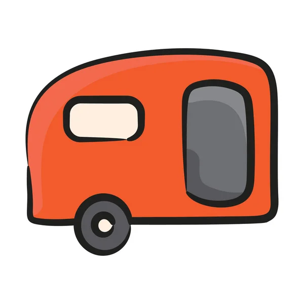 Icon Campervan Doodle Design Wagon Vector — Stock Vector