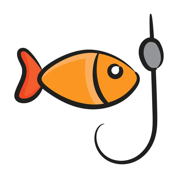 Een Hengel Met Lus Vis Waarop Hengel Voor Visvangst Afgebeeld — Stockvector