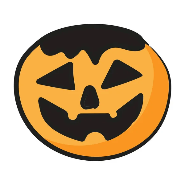Icono Calabaza Halloween Estilo Garabato Frase Facial Aterradora — Vector de stock