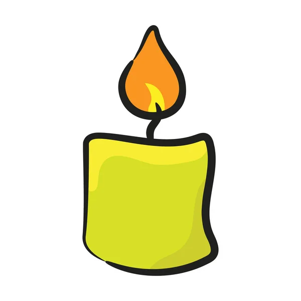 Burning Candle Doodle Design Vector — Stock Vector