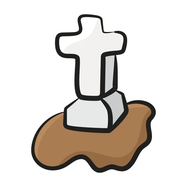 Graveyard Sign Grave Tombstone Icon Doodle Design Vector — 스톡 벡터