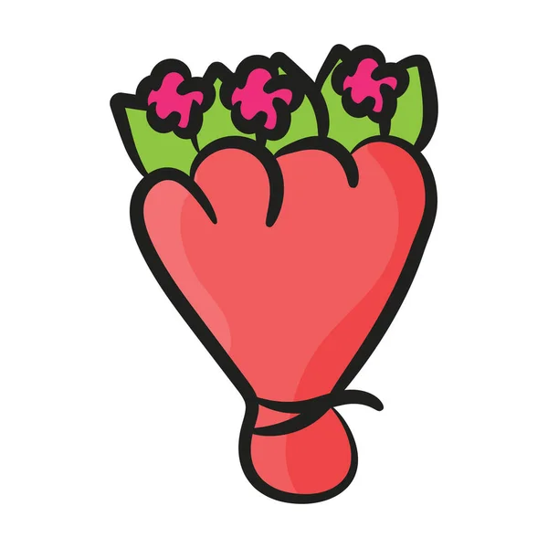 Schöne Ikone Des Rosenstraußes Doodle Stil Blumenstrauß — Stockvektor