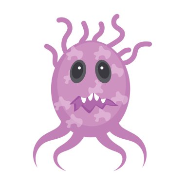 Küf bakterilerinin düz simgesi, korkutucu mikro granizm 