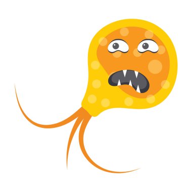 Medusa bakterisinin düz simgesi, denizanası yapısal mikroorganizma 