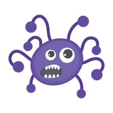 Gücenmiş yüz ifadesi olan amip, mikrop karakterinin düz simgesi.  