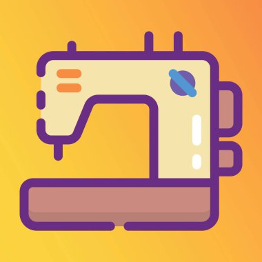 Dikiş makinesi simgesi, düz simge tasarımı tasvir eden terzilerin elektronik dikiş aracı  