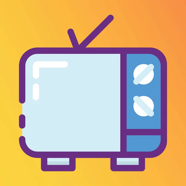 Screen News Serials Retro Flat Line Icon Design — 스톡 벡터