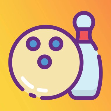 Bowling lobutları ve topları bovling ikonu, düz vektör biçimi için gösterildi 