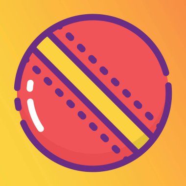 Düzenlenebilir vektörde kriket topunun düz çizgi tasarımı 