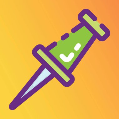 Küçük harf simgesi tasarımı, itme iğnesinin düz vektörü 