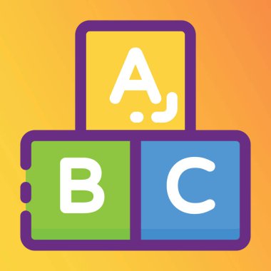 Alfabetik engeller, düz tasarımda anaokulu eğitim vektörü.