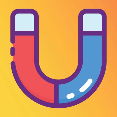 Elektromanyetik kuvvet, mıknatıs simgesi düz şekilde  