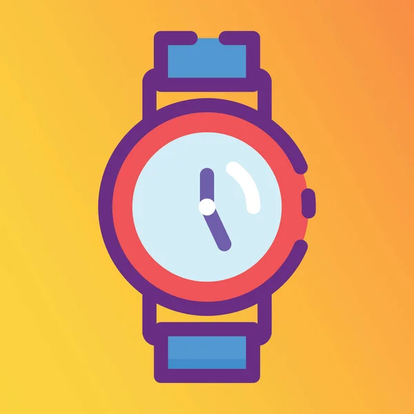 Kleine Uhr Die Einem Armband Oder Armband Befestigt Ist Armbanduhr — Stockvektor