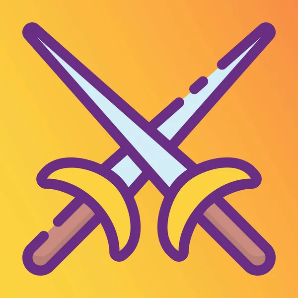 Cross Swords Safety Symbol Icon Flat Design Challenge — Stock Vector