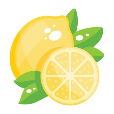 Düz vektörle yarısı kesilmiş limon 