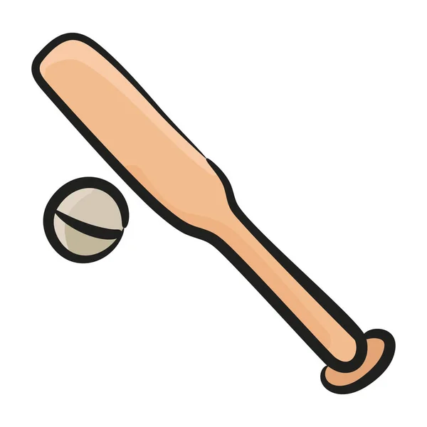 Nietoperz Piłka Sprzęt Baseballowy Nowoczesnym Stylu Linii Doodle — Wektor stockowy