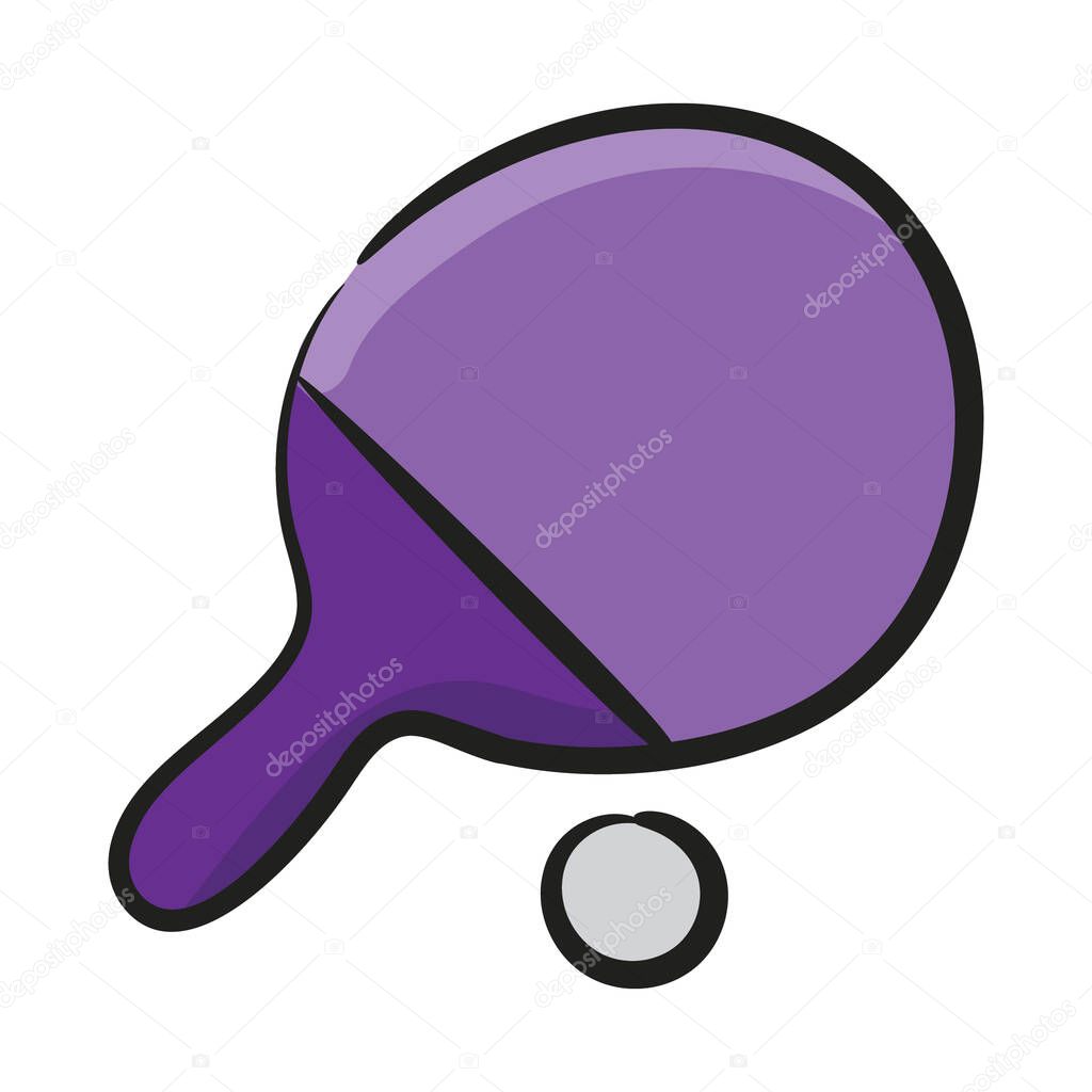 Table tennis bat icon in doodle style 