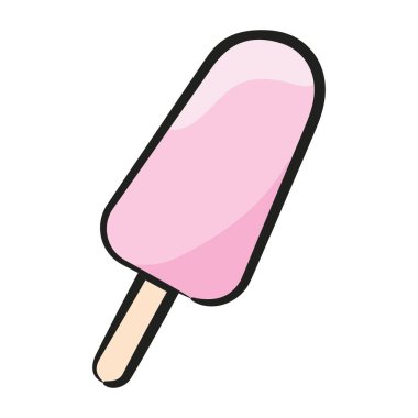 Elle çizilmiş vektör, dondurulmuş meyve suyu düzenlenebilir bir çubukta, buzlu içecek.