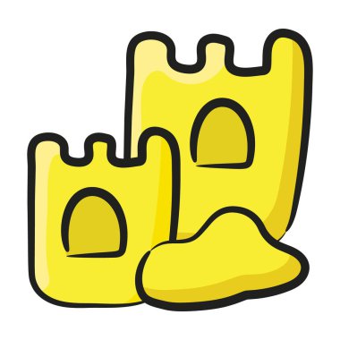 Şato simgesi tasarımı, modern düz stilde elle çizilmiş vektör 