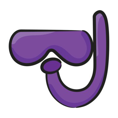 Oksijen borulu bir yüz maskesi, dalgıç maskesi karalama vektörü 