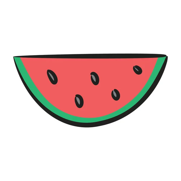 Wassermelonenscheiben Symbol Handgezeichneter Vektor Natürlicher Lebensmittel — Stockvektor