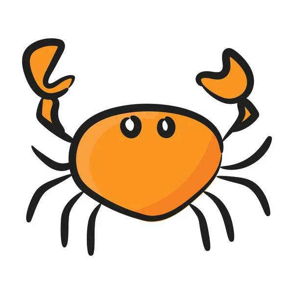 Conception Doodle Icône Crabe Vecteur Fruits Mer — Image vectorielle
