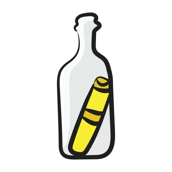 Message Bottle Royal Parchment Editable Doodle Style — Stock Vector