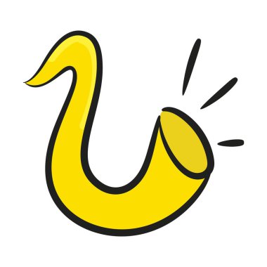 Klasik müzik aletleri, saksafon ikonunun elle çizilmiş tasarımı..