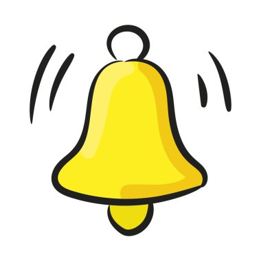 Renkli el çizimi dizaynlı çan simgesi, düzenlenebilir vektör 