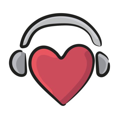 Aşk şarkılarının el çizimi ikonu, romantik müzik 