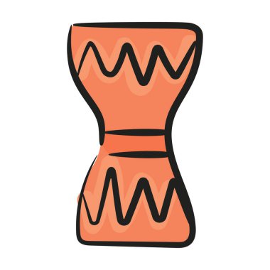 Müzikal bas davul, mridangam doodle ikon vektörü 