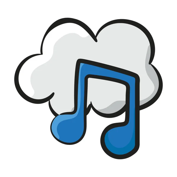 Stockage Supports Virtuels Icône Dessinée Main Musique Cloud — Image vectorielle