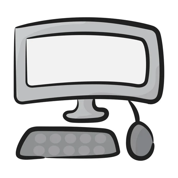 Icono Dispositivo Computadora Personal Diseño Dibujado Mano — Vector de stock