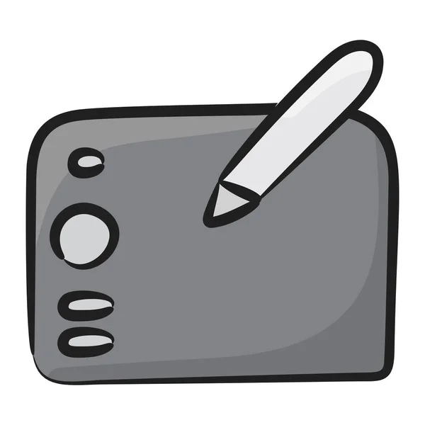 Icono Tableta Gráfica Pen Tablet Vector Diseño Plano — Vector de stock