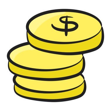 Dolar sikkeleri yığın, düzenlenebilir biçimdeki moda karalama simgesi 