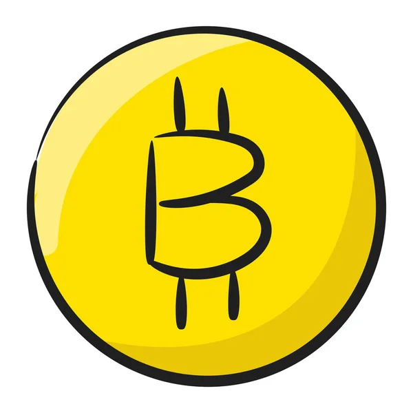 Ícone Design Bitcoin Ícone Desenhado Mão Moeda Digital — Vetor de Stock