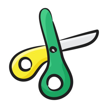 Onu almak için vida ve saplarla tutturulmuş bir çift kesici bıçak, bu makas simgesi