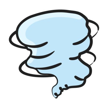 Hortum simgesinin Doodle biçimi, dönen hava kütlesi vektörü 