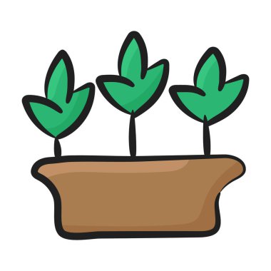 Filizlerin düz vektör tasarımı, büyüyen bitki 