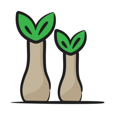 Çamur bitkisinin düz vektör tasarımı, büyüyen bitki 
