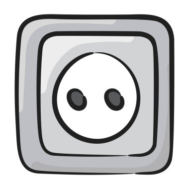 Soket simgesinin karalama tasarımı, elektrik çıkış vektörü 