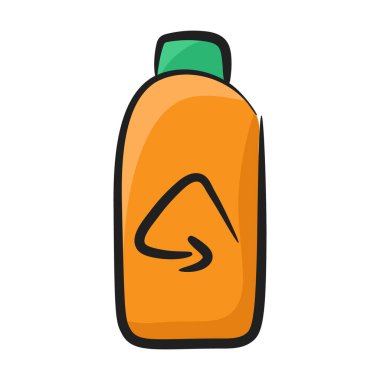 Plastik geri dönüşüm simgesini gösteren şişe üzerindeki ok