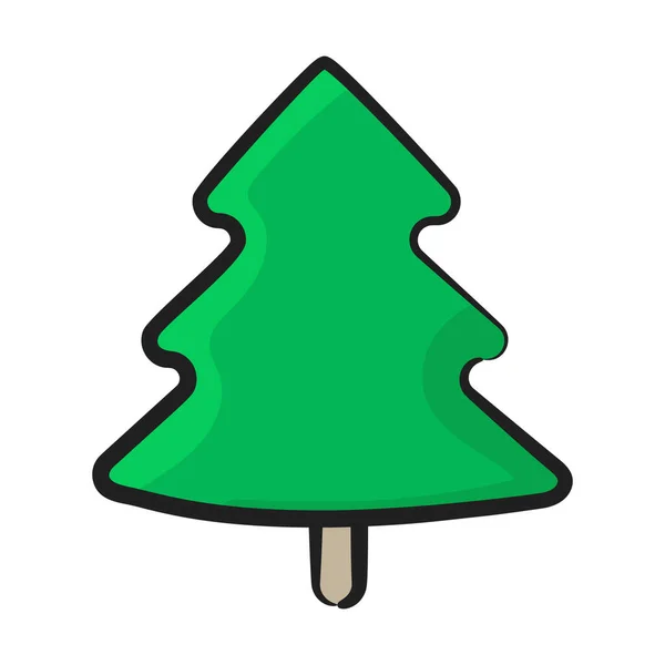 Evergreen Tree Icon Flat Style Pine Con — Stock Vector