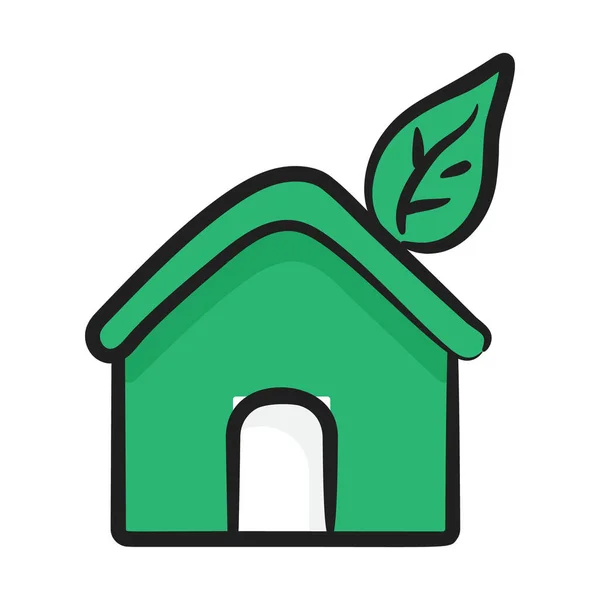 Leaf Home Doodle Design Greenhouse Icon — Stock Vector